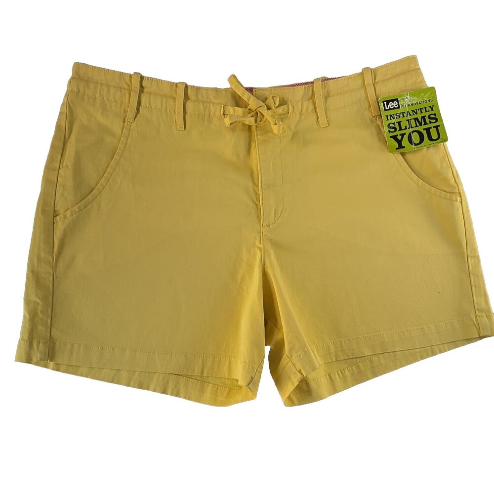 Lee Natural Fit Just Below The Waist Short Women's 16 M Yellow Stretch Slims NWT